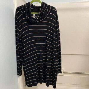 Yala Black and Beige Stretchy Cowl Neck Tunic/Dress XL